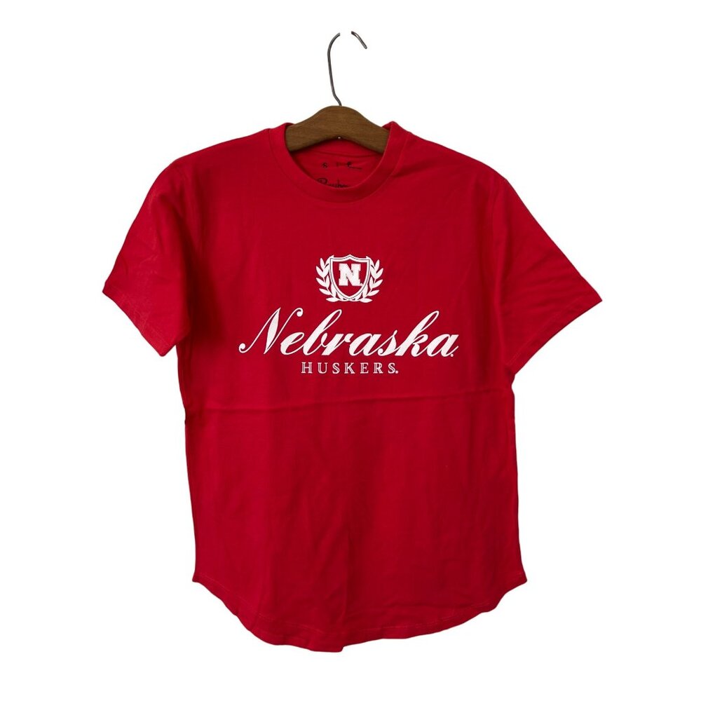 Pressbox Nebraska Huskers Graphic T Shirt Women Small Red Cotton College Tee NEW